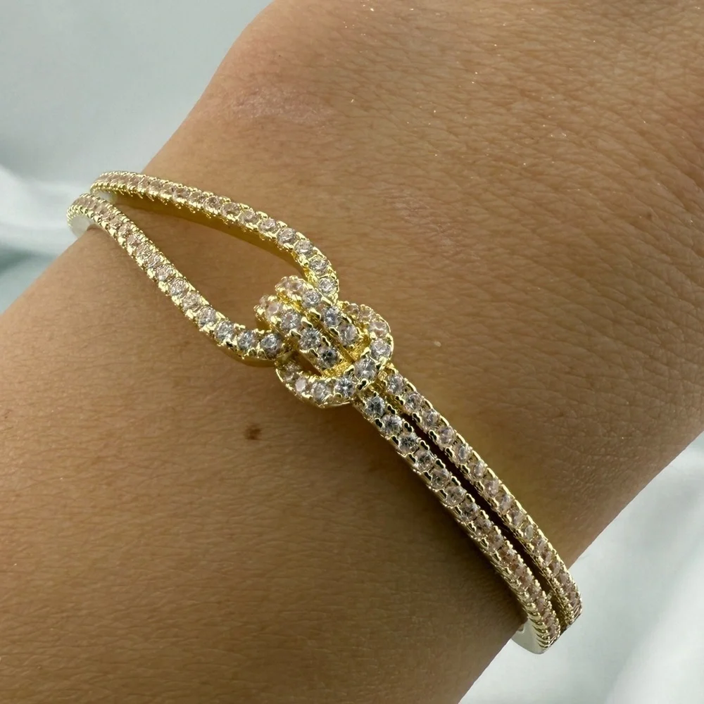 18k Gold color crystal adjustable Knot Bracelet
